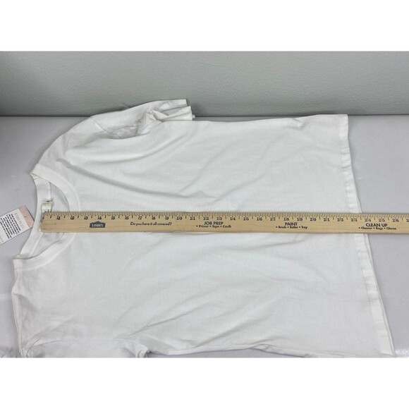 in2you Women Medium White T Shirt Feather Rhinestone Sleeve Casual NWT - Picture 9 of 9